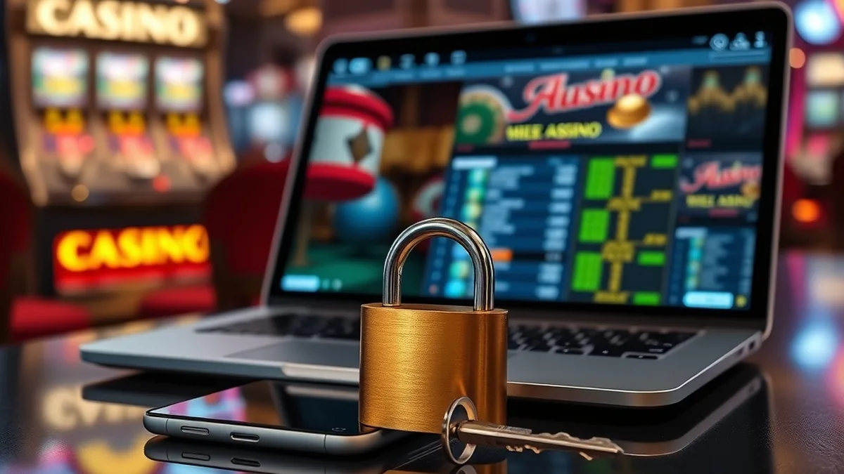 Phone and laptop with golden padlock for secure fatbet login access