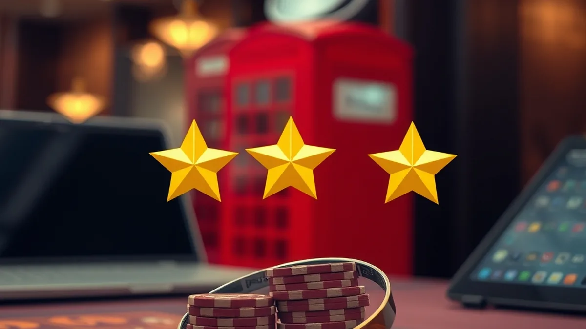 Golden stars and magnifying glass over chips for fatbet reviews and feedback