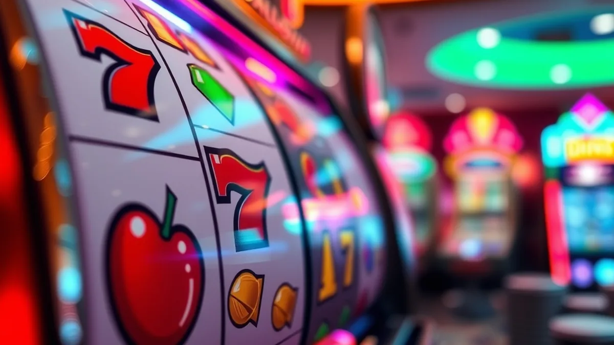 Close-up of slot reels with fruits and gems for fatbet slots